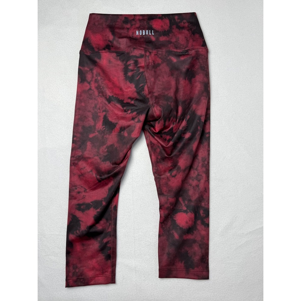 NOBULL Womens Tie Dye Cropped Leggings Red Black Size S Workout Tights - Picture 5 of 10